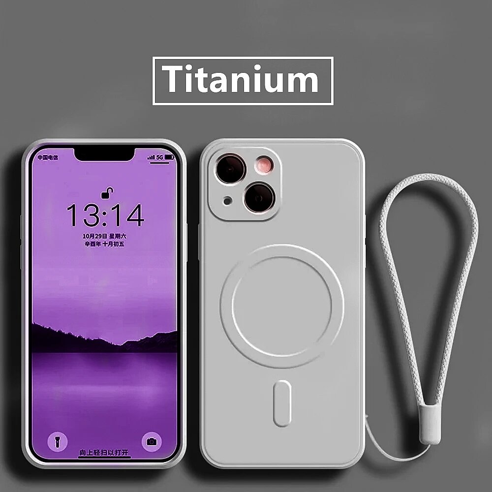 Совместимый С MagSafe Чехол Из Жидкого Силикона С Фиолетовый, Titanium, For iPhone 15 Pro