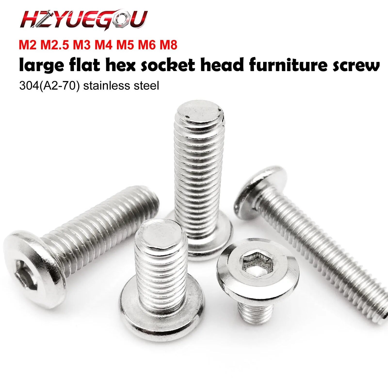 Болты HZYUEGOU из нержавеющей стали M2-M8, длина 12mm