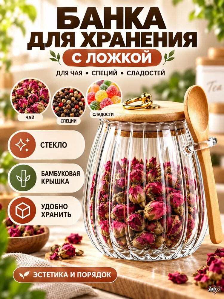 Сахарница 9 см 700 мл стекло 1 шт цвет прозрачный