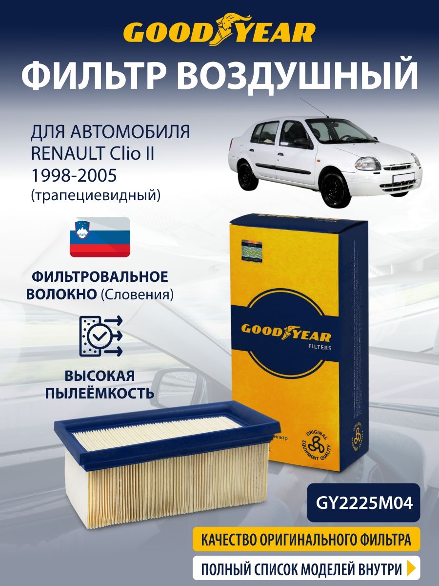 Фильтр воздушный RENAULT Clio 2 трапецивидный (Рено Клио 2 1.4 1.6) 1998-2013