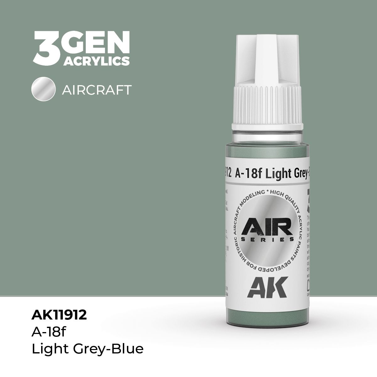 Акриловая краска AK Interactive A-18f Light Grey-Blue 3GEN AIR, 18мл