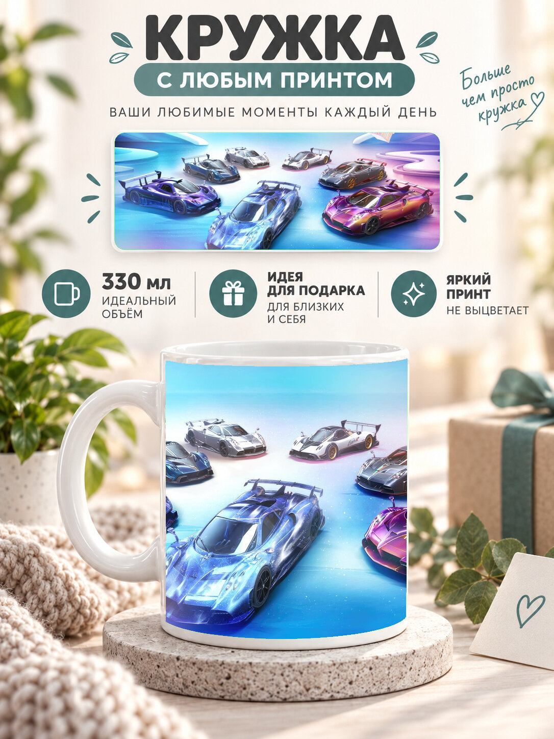 Кружка керамическая 330 мл белая с принтом PUBG X Pagani