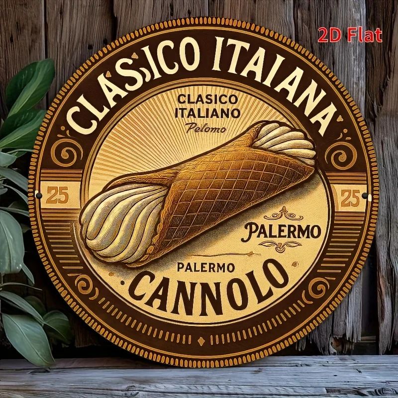 Классическая итальянская металлическая табличка HD Cannolo Palermo, круглая винтажная настенная роспись, ретро-декор для ресторана