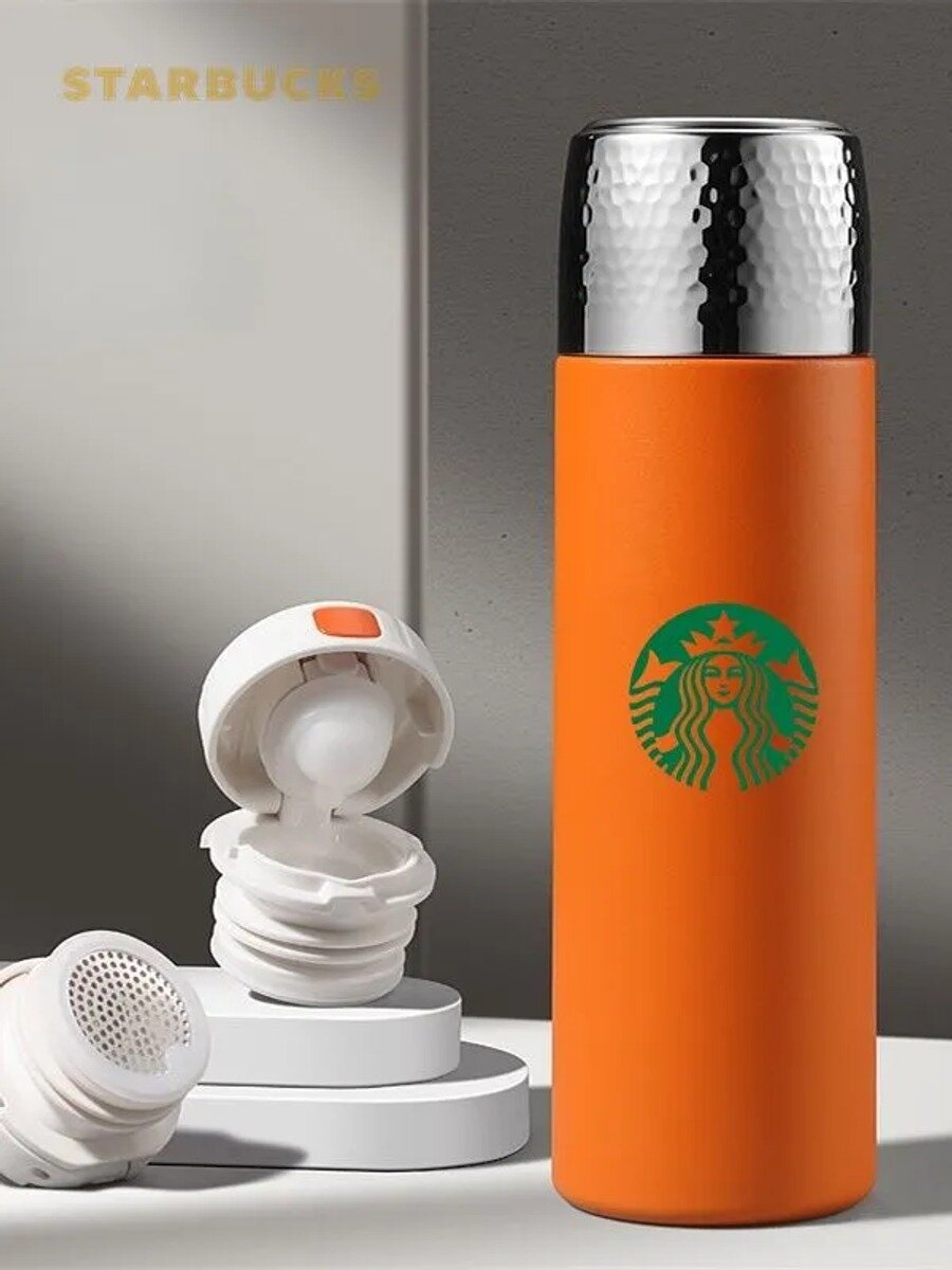 Starbucks Термокружка 0.55 л, холод 24 ч, тепло 24 ч, отверстие для питья, можно использовать в свч-печи, темно-бордовый
