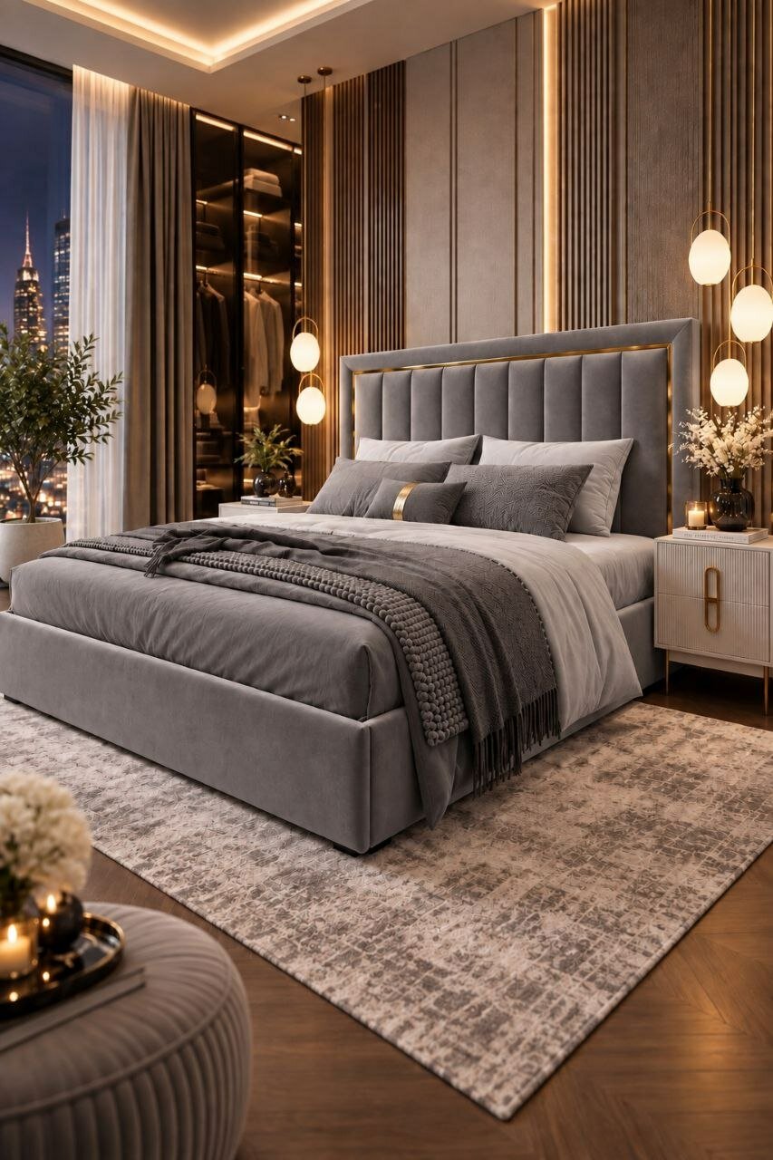 Кровать двуспальная 180х200 см, Rosa Lux Велюр мягкое изголовье, подъемный механизм, ящики для белья, серый