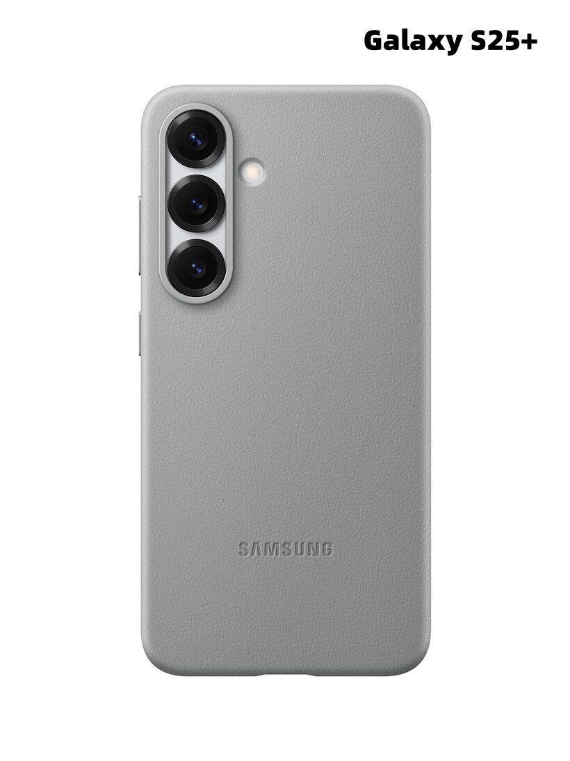 Защитный чехол из экологичной искусственной кожи для Samsung Galaxy S25+, цвет — серый, артикул: EF-VS936PJEGCN.