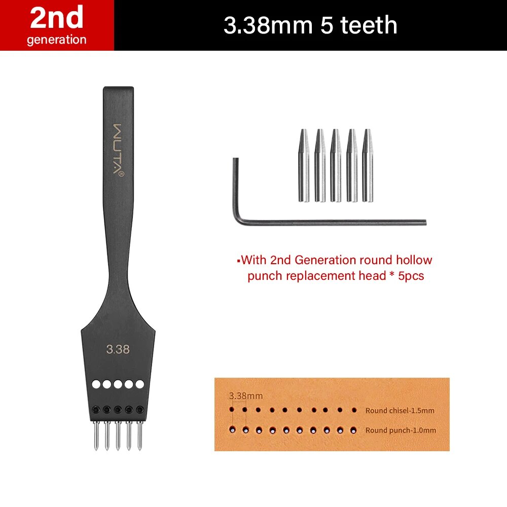 WUTA пробойник для кожи 3.38mm 5 teeth 2nd generation