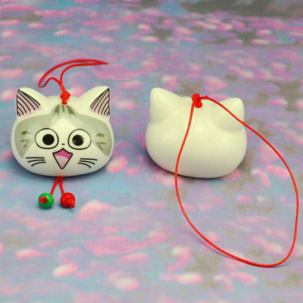 Керамический Ветряной Колокольчик В Forme Кошки Для Дома И Сада Подарок Handmade Изделие Многоцветный