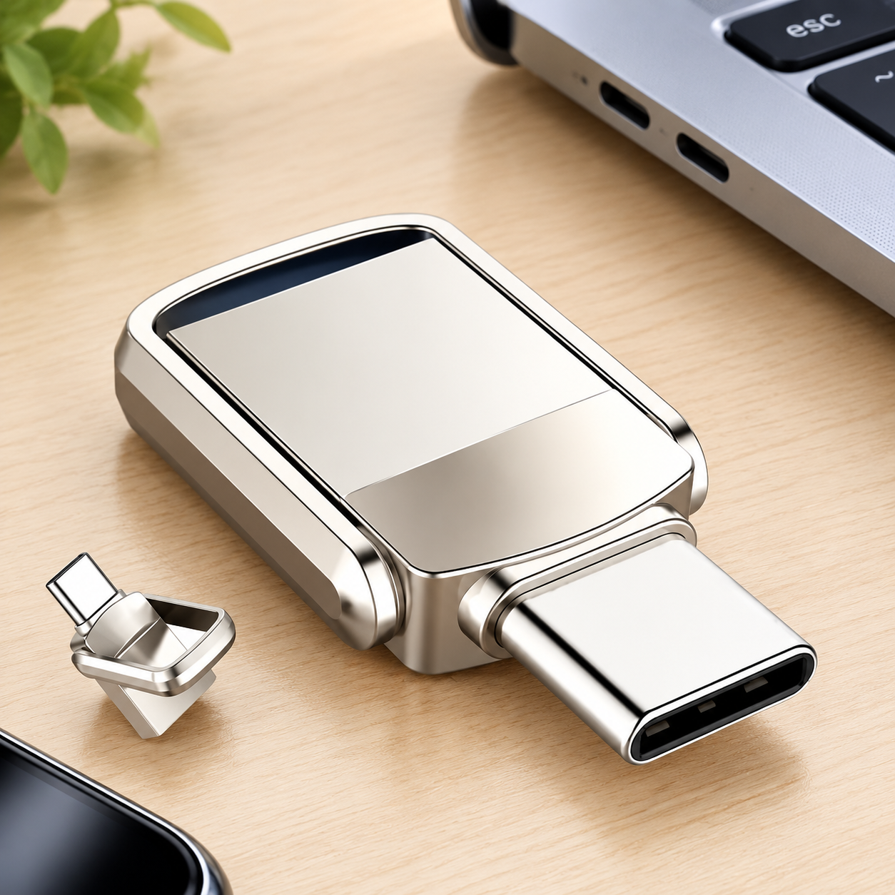 USB-накопитель Type-C 2ТБ, OTG (Цвет товара: серебристый)