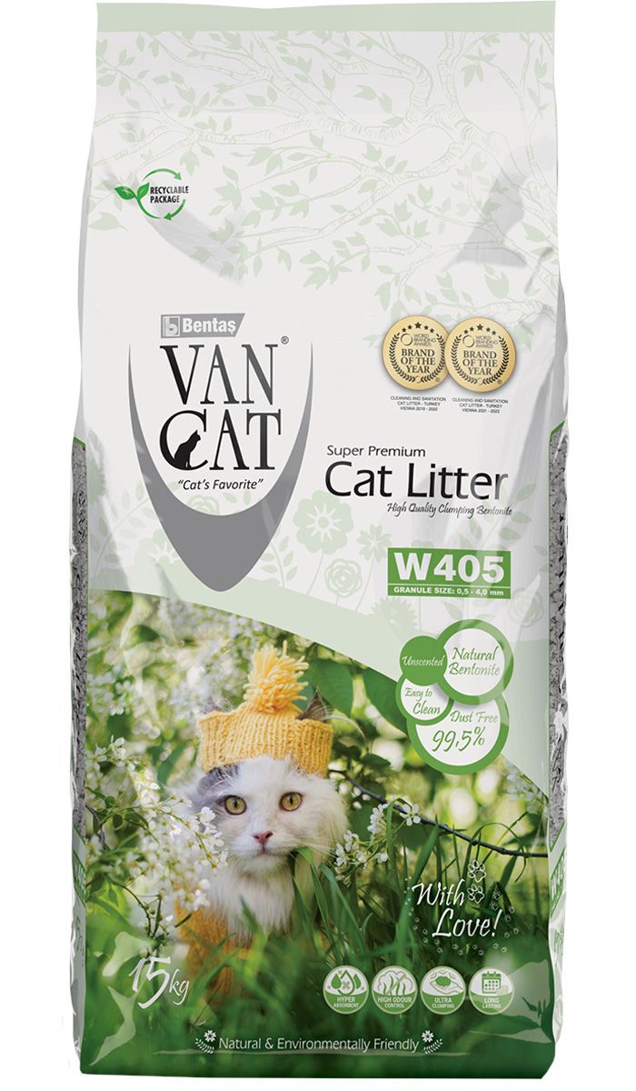 Наполнитель Van Cat Natural комкующийся для туалета кошек 100 % Натуральный гранулы 2 4 мм, 15 кг