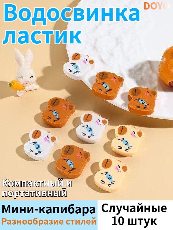 Мини-ластик "Капибара", 10 случайных кусочков