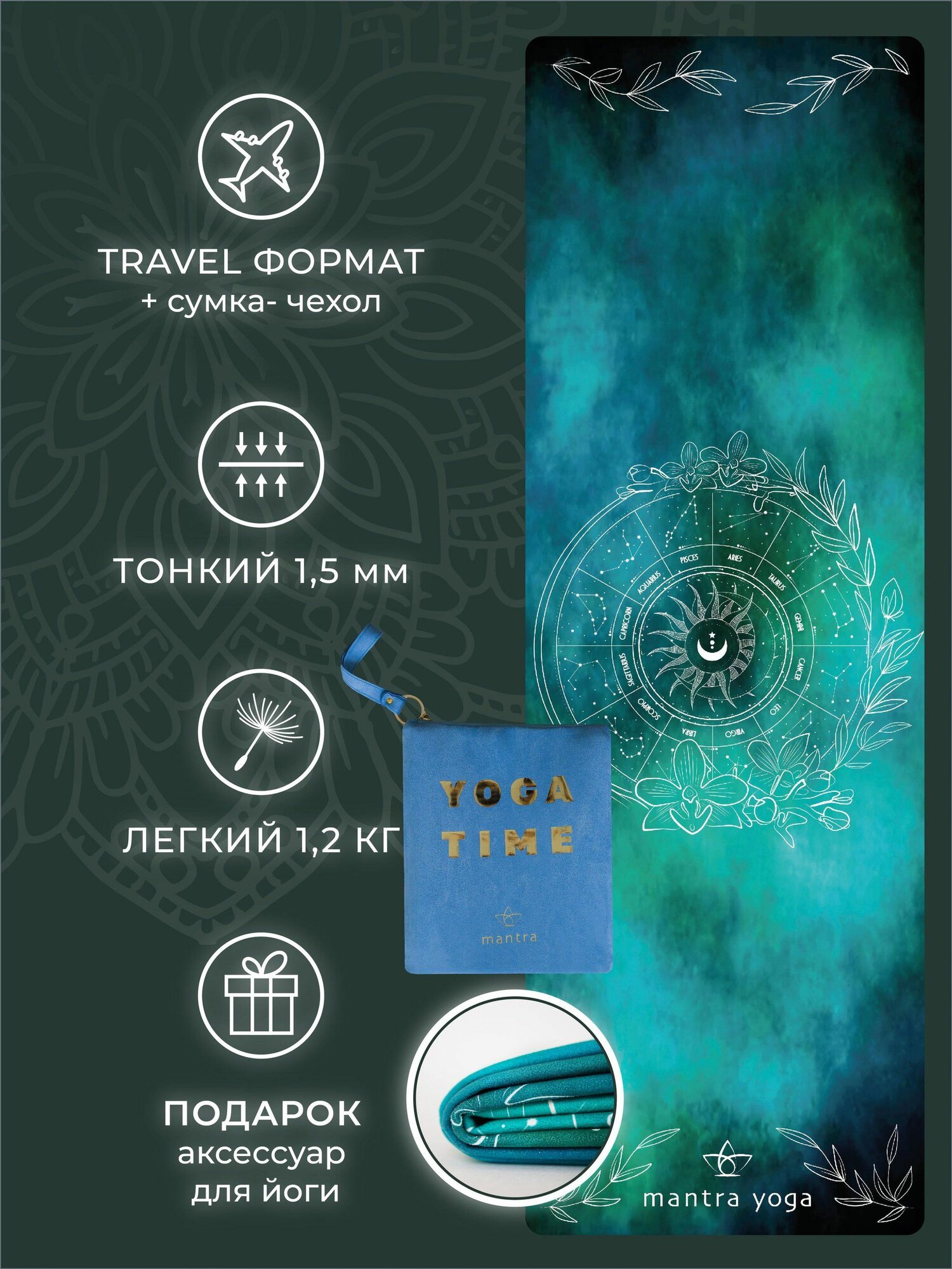 Коврик для йоги Terra складной Тravel Mantra Yoga