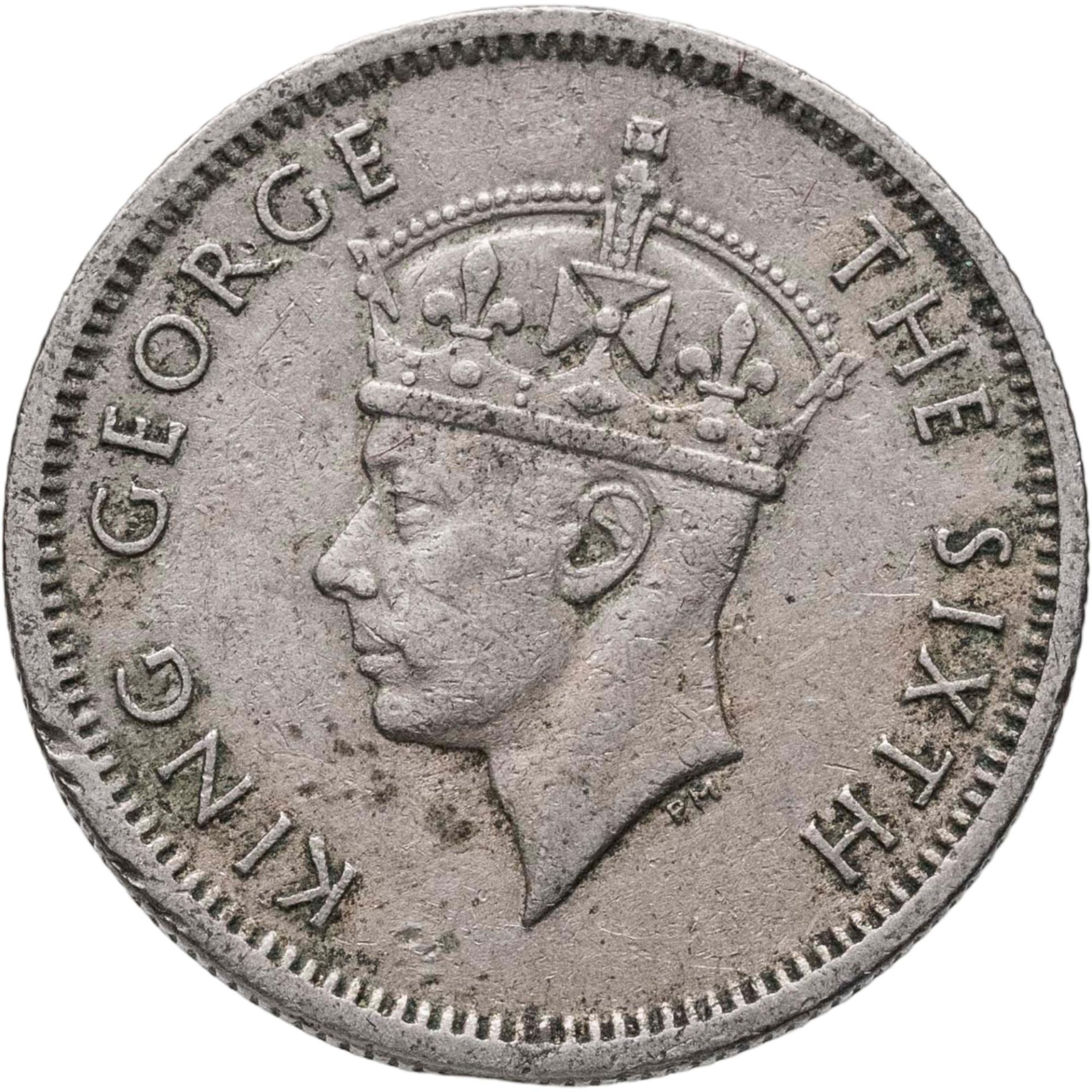 Малайя 10 центов cents 1948 Георг VI, Мельхиор медь-никель, в сохранности VF-XF