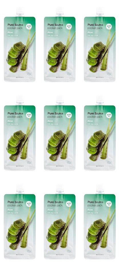 Missha Маска кремовая ночная с экстрактом алоэ Pure Source Pocket pack Aloe, 10 мл, 9 шт/