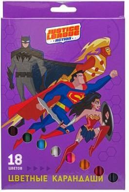 Карандаши цветные, 18 цв, DC Comics, шестигранные