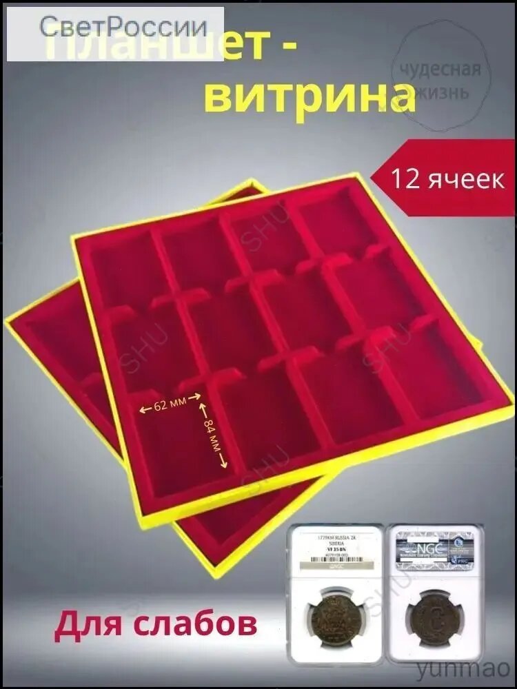 Премиум кейс для монет и украшений, 12 ячеек- SS