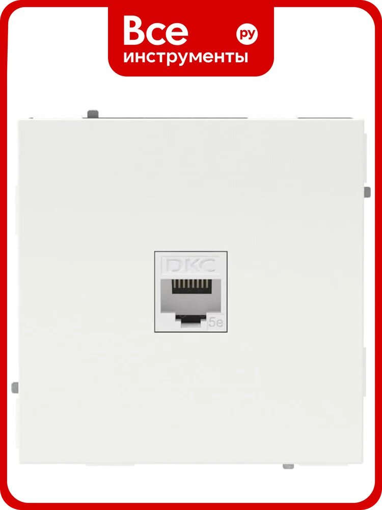 Компьютерная розетка DKC KANT RJ 45, без шторки, в стену, кат.5е, одинарная, белый глянцевый, 1 шт 7000663DIY