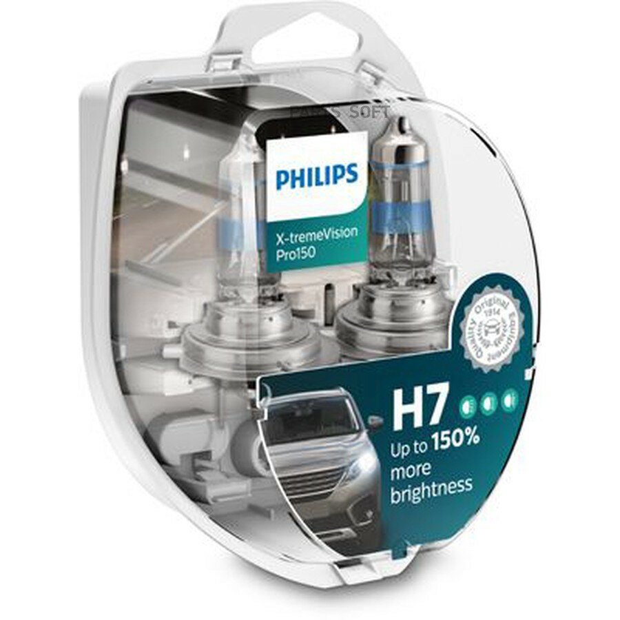 Лампа H7 X-treme Vision Pro150 PHILIPS 12972XVPS2 от официального дистрибьютора, PHILIPS, артикул 12972XVPS2