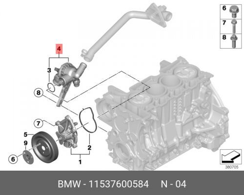 Корпус термостата BMW 1-серия F20/F21 2011> 3-серия F30/F31/F80 2011>