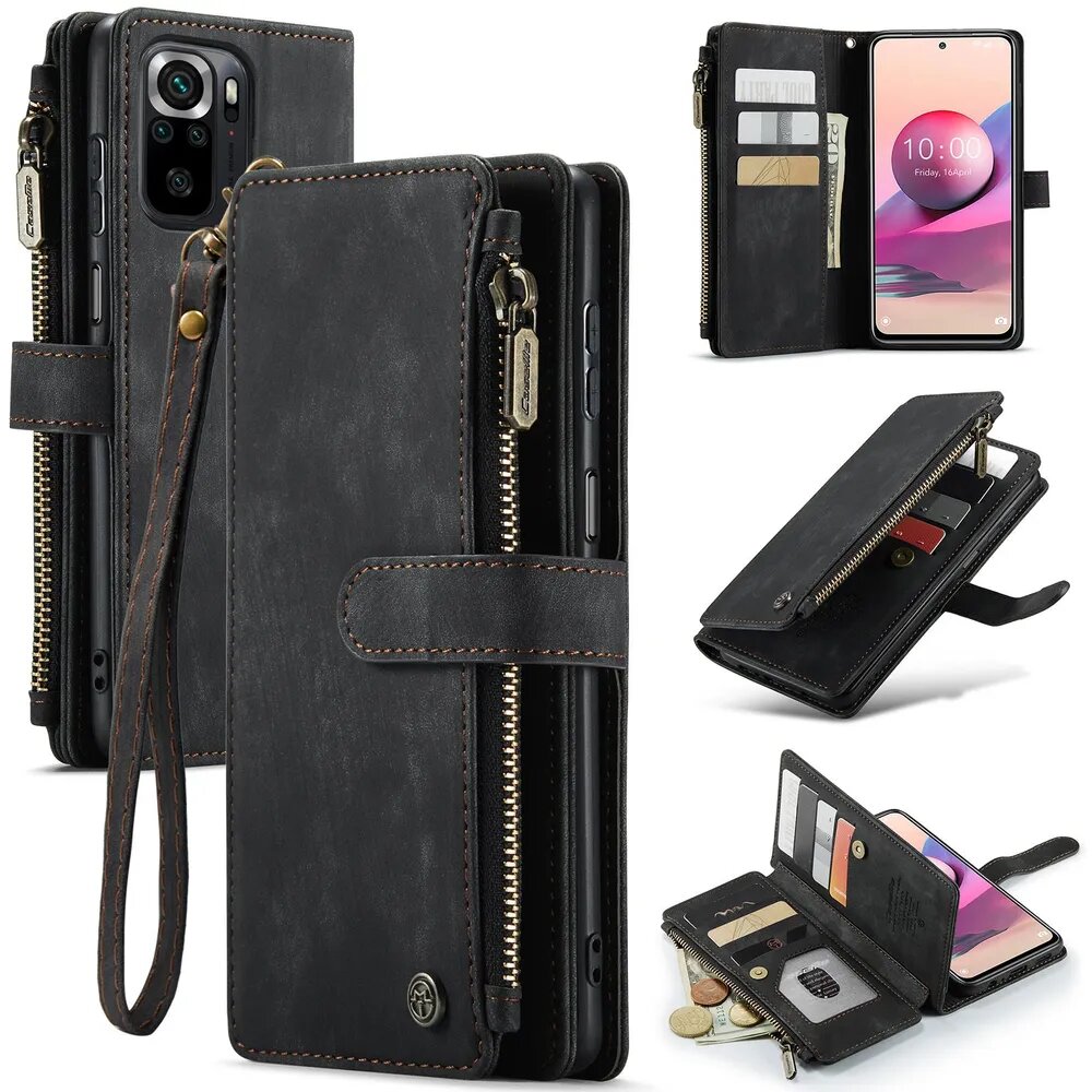 CaseMe Чехол кошелек для Xiaomi Redmi Note 10 4G / Note 10S /Сяоми Редми Нот 10 10s телефона Стильный внешний вид защитный, многофункциональный.