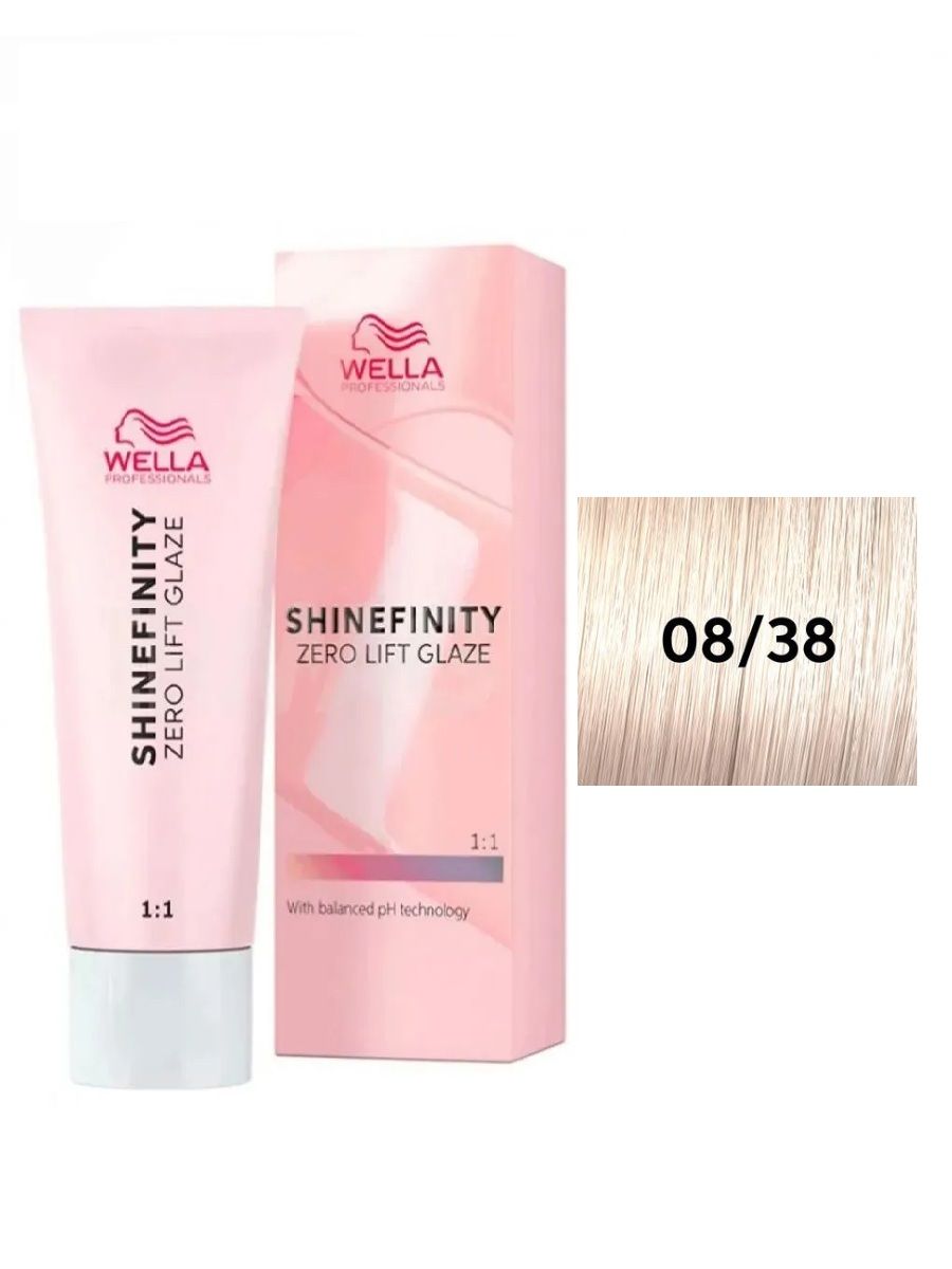 Крем-гель для волос для тонирования и блеска без осветления Wella Professionals Shinefinity 08/38, 60 мл