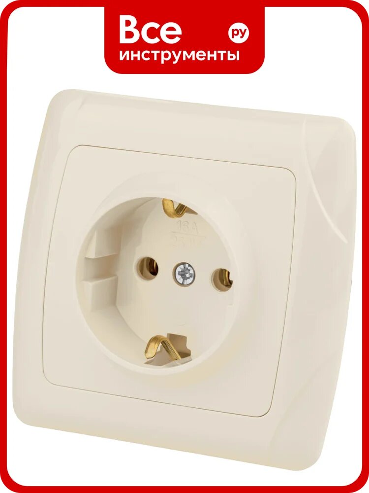 Розетка с заземлением 16А 250В слоновая кость "Онега" TDM ELECTRIC SQ1805-0045