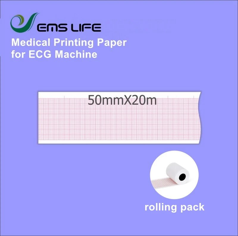 Медицинская печатная бумага, совместимая с пациентным монитором EKG, 50*20 прокатных упаковок, 10 шт.