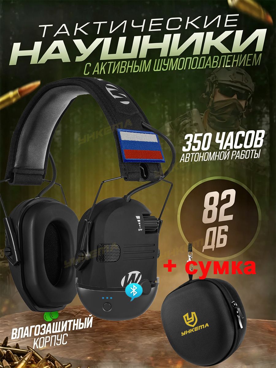 1 шт. Новые наружные электронные ударопрочные наушники Gun Range с защитой от шума усилением звука сумкой и адаптером Bluetooth