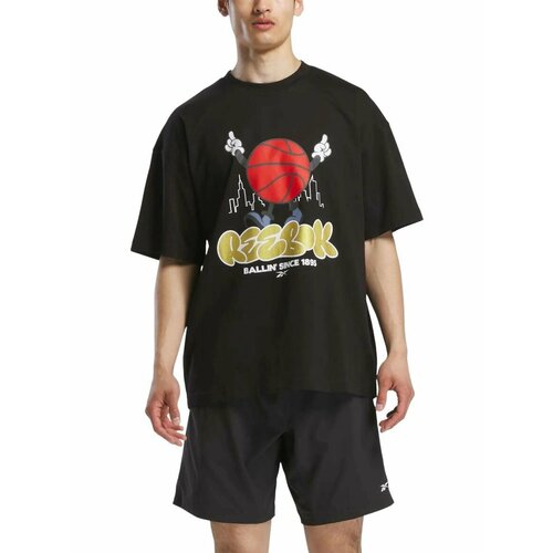 фото Футболка спортивная reebok basketball t-shirt, размер 2xl, черный