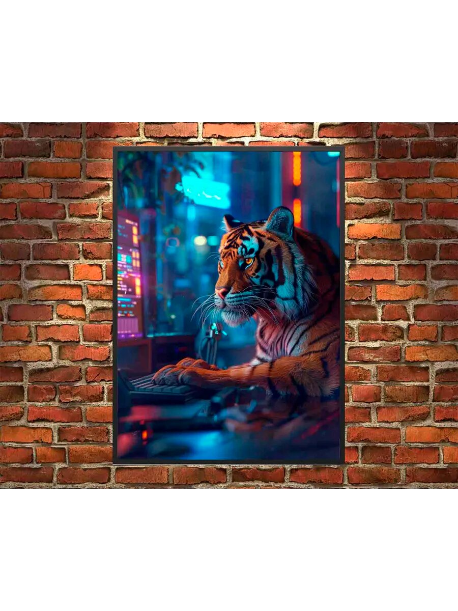 Программист для животных-тигров 1, Плакат 30x42см