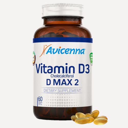 Изображение товара Витамин D3 D MAX 2 Avicenna® для поддержки иммунитета, костей и мыщц, 60 капсул