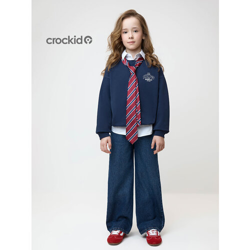 фото Джинсы crockid широкие джинсы для девочки, хлопок, размер 104/56/51, синий