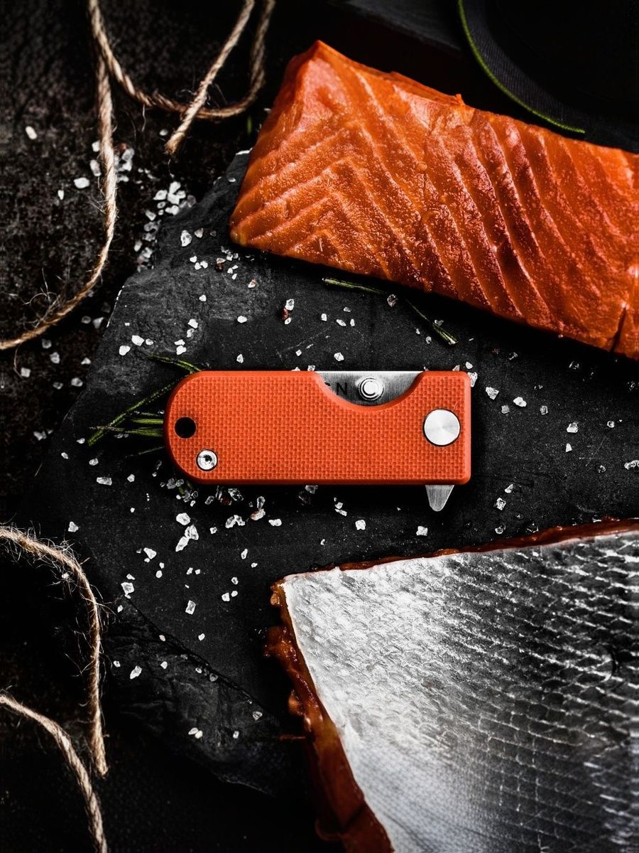 Нож раскладной WESN MICROBLADE с накладками Salmon G10 + Titanium клинок 3.8 см сталь D2 Пожизненная гарантия! (арт. WESN01-5)