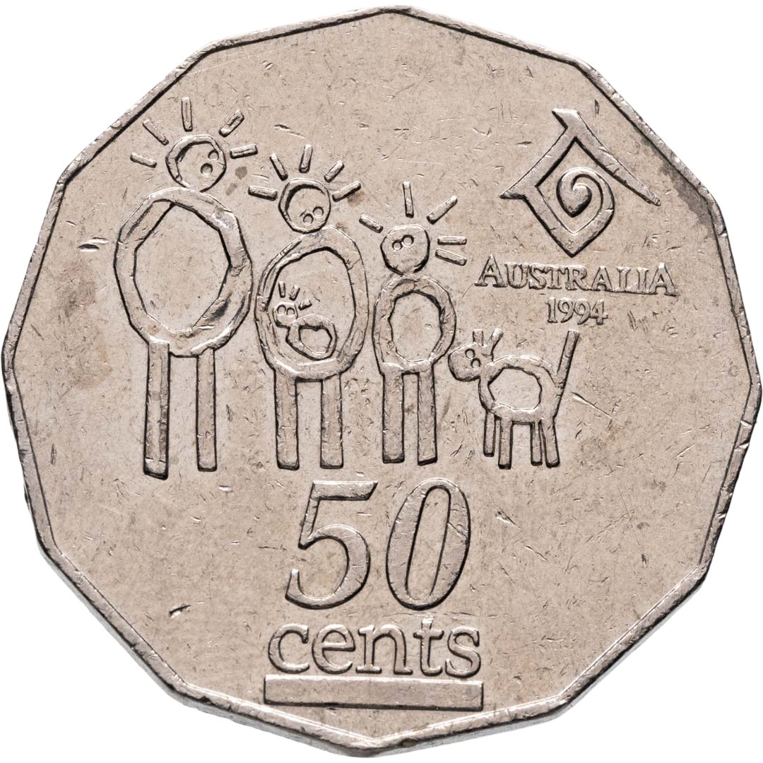Австралия 50 центов cents 1994 "Международный год семьи", Мельхиор медь-никель, в сохранности XF