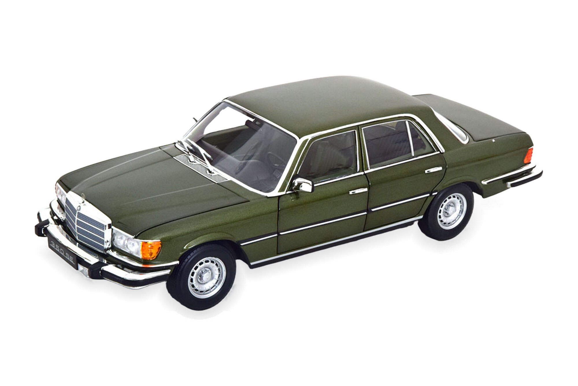 Модель коллекционная NOREV Mercedes W116 350 se us-version 1973 / мерседес с-класс темно-зеленый металлик