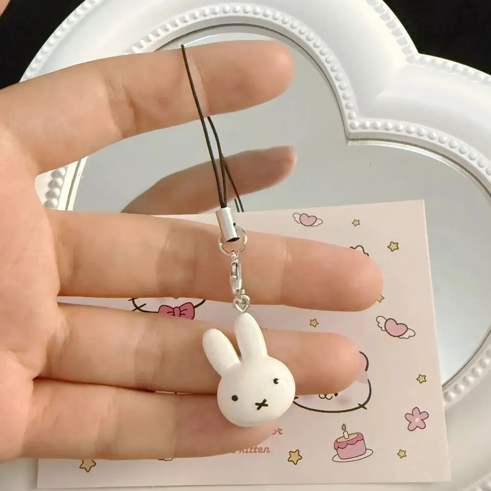 Кавайный брелок Miffy с кремовым колокольчиком и сердцем, мягкая игрушка-подвеска для девочек, милый подарок подруге