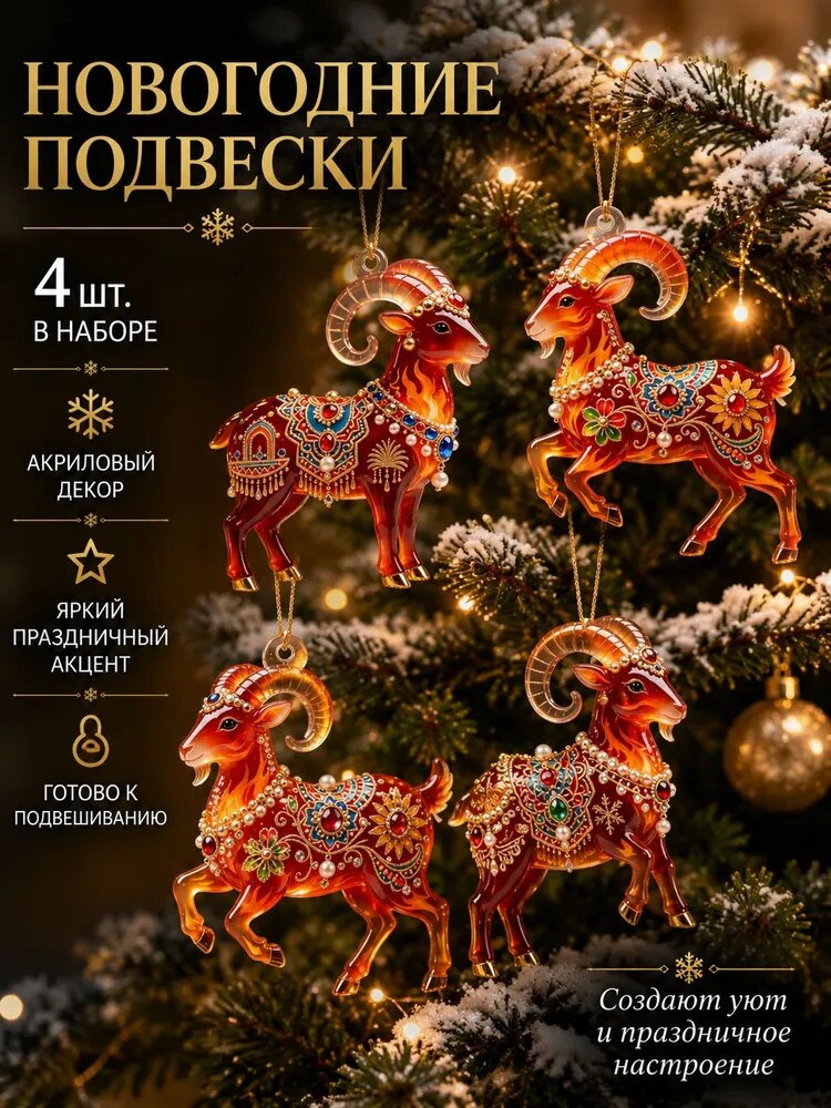 Елочная игрушка 8 см красный 4 шт