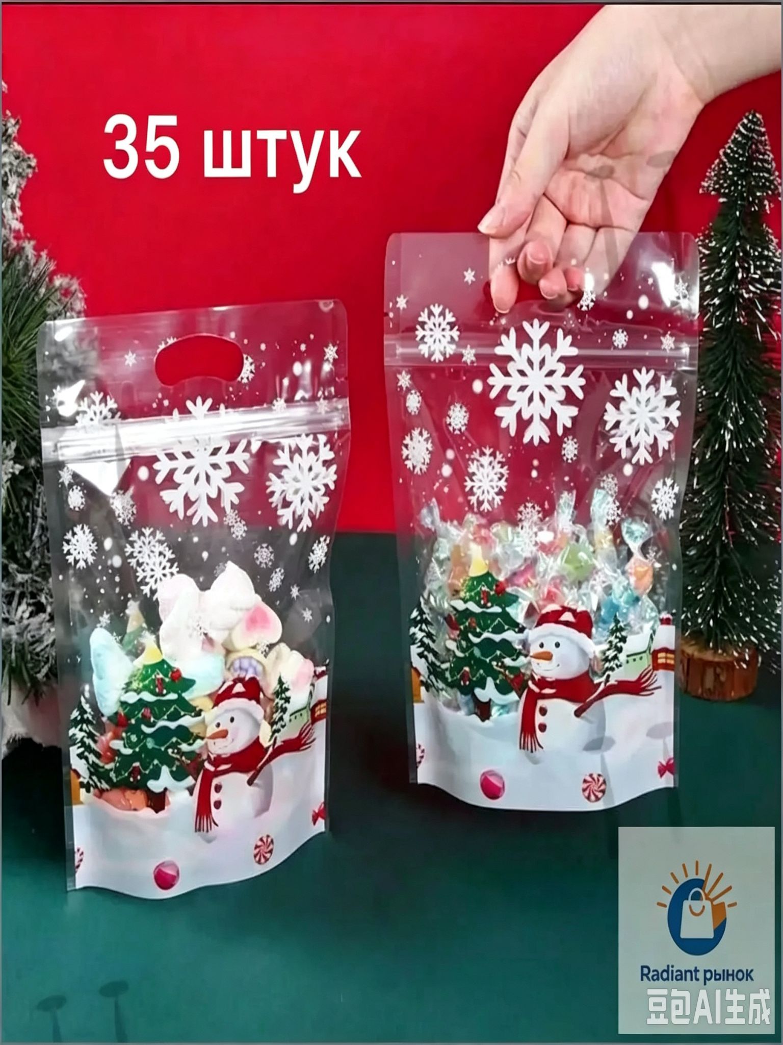 Пакет подарочный вертикальный 15х22 см 50 шт