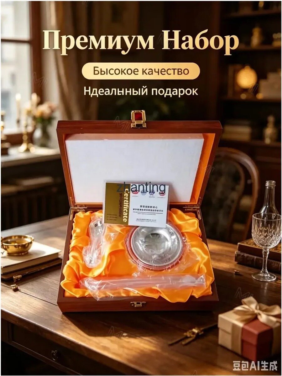 999 серебряная миска Подарочный набор на полнолуние и годик для младенца