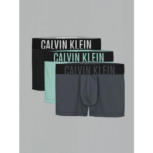 Трусы CALVIN KLEIN TRUNK Intense Power, комплект из 3 шт., размер XL, черный, серый, бирюзовый