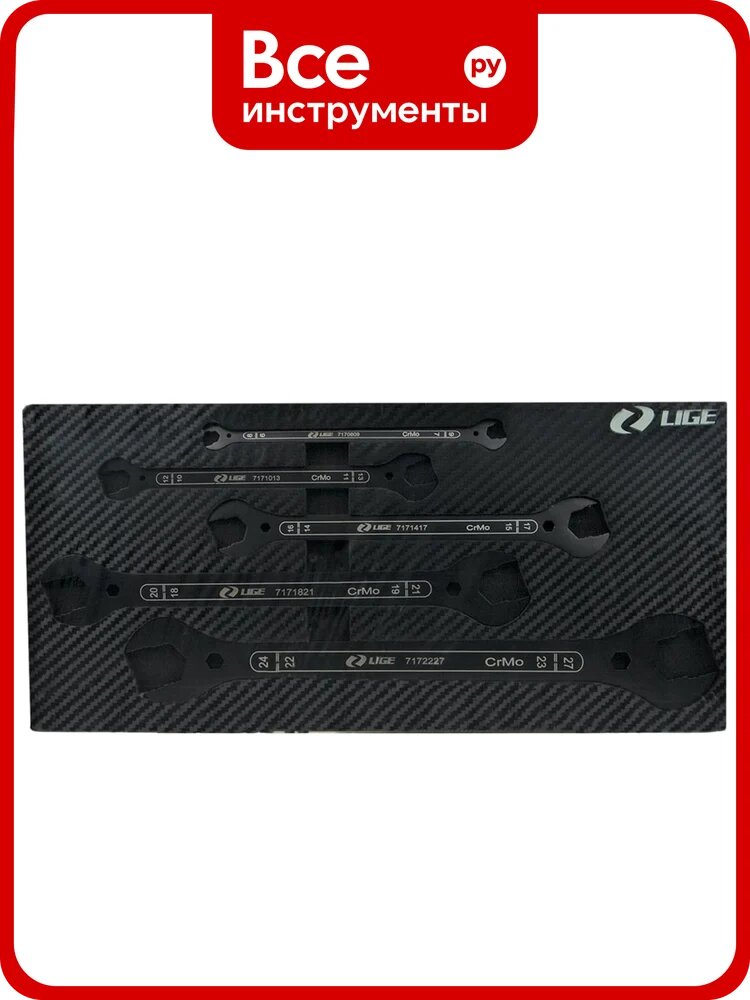Набор ключей рожковых ударных супертонких LIGE 5пр, LG-S71705 237995