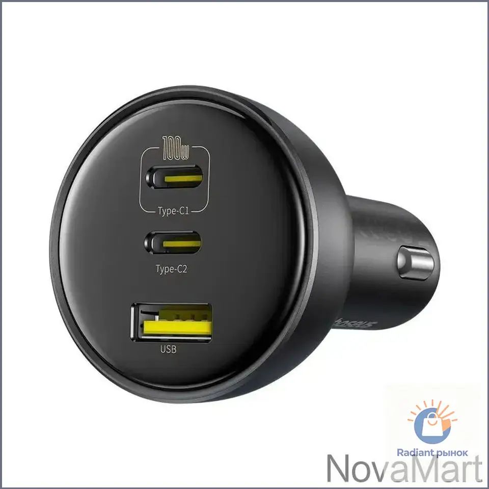 Премиумкарзарядка Baseus Superme Digital Display с экраном, 100W, в гнездо прикуривателя, для телефонов, оснащенная PPS и двумя быстрыми портами, признана популярной.