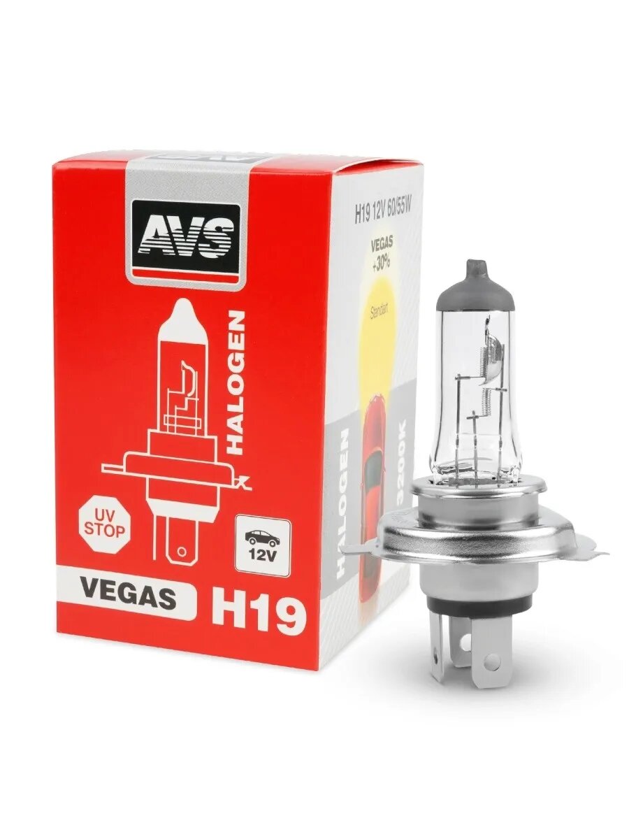Лампа галогенная H19 12 В 60/55 Вт Vegas (белый) (1 шт.), арт. A07433S