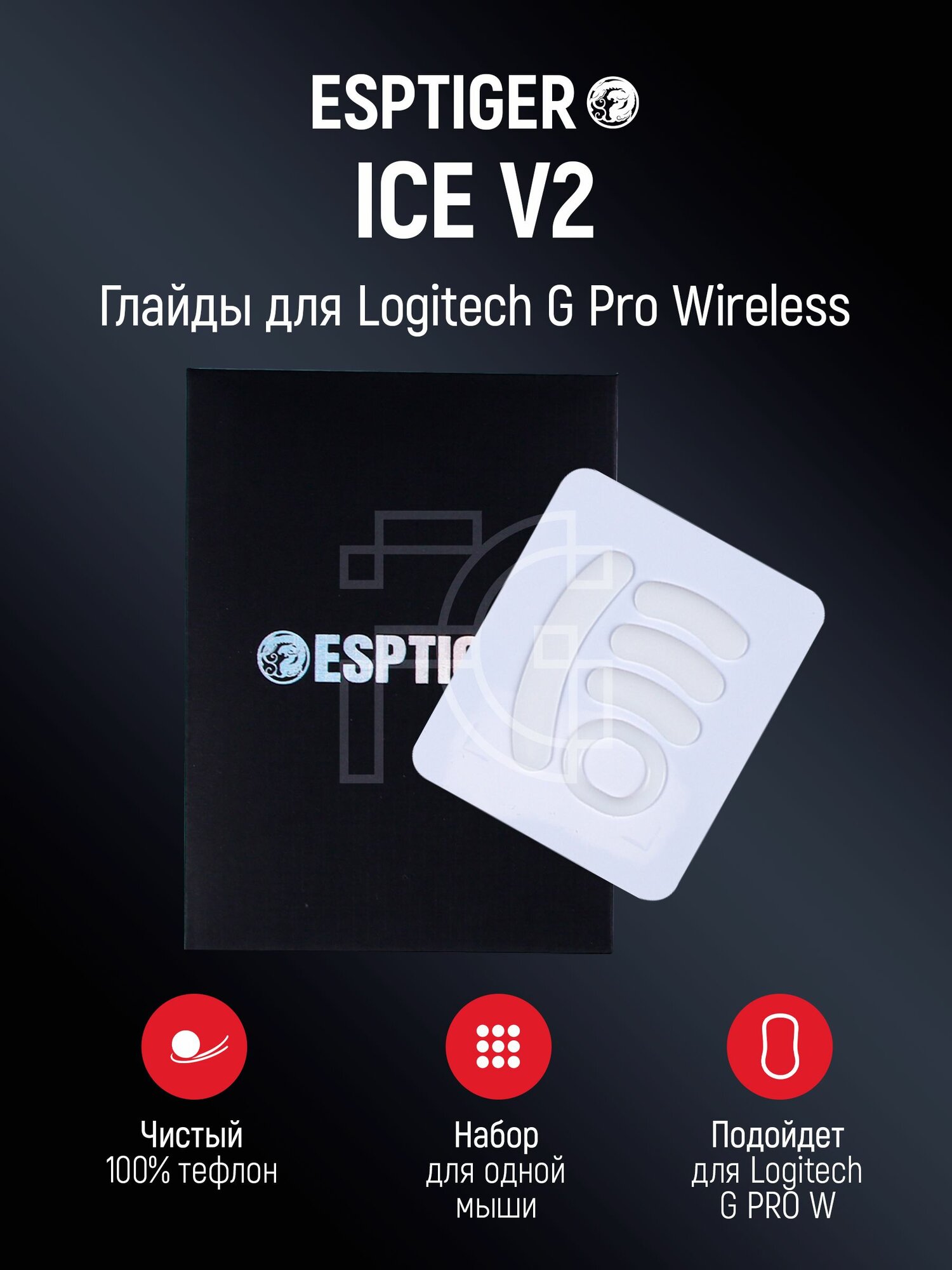 Глайды для Logitech G Pro Wireless / Ножки для игровой мыши GPW / ESPTIGER Glides ICE V2