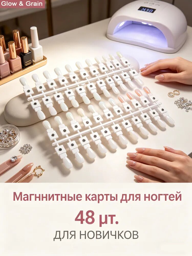 Прозрачная магнитная палитра для ногтей из пластика, набор из 48 образцов для практики и дизайна