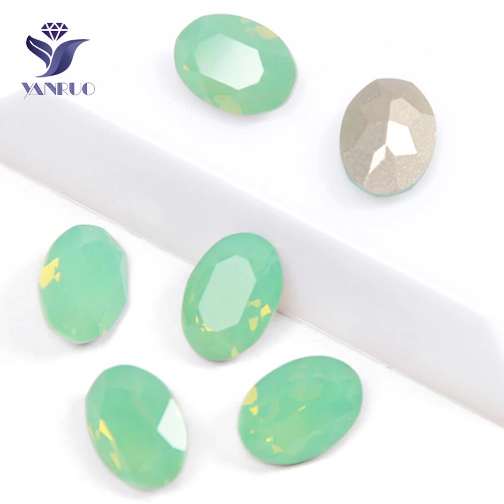 Стразы YANRUO 4120 овальные, изумрудные, Pacific Opal