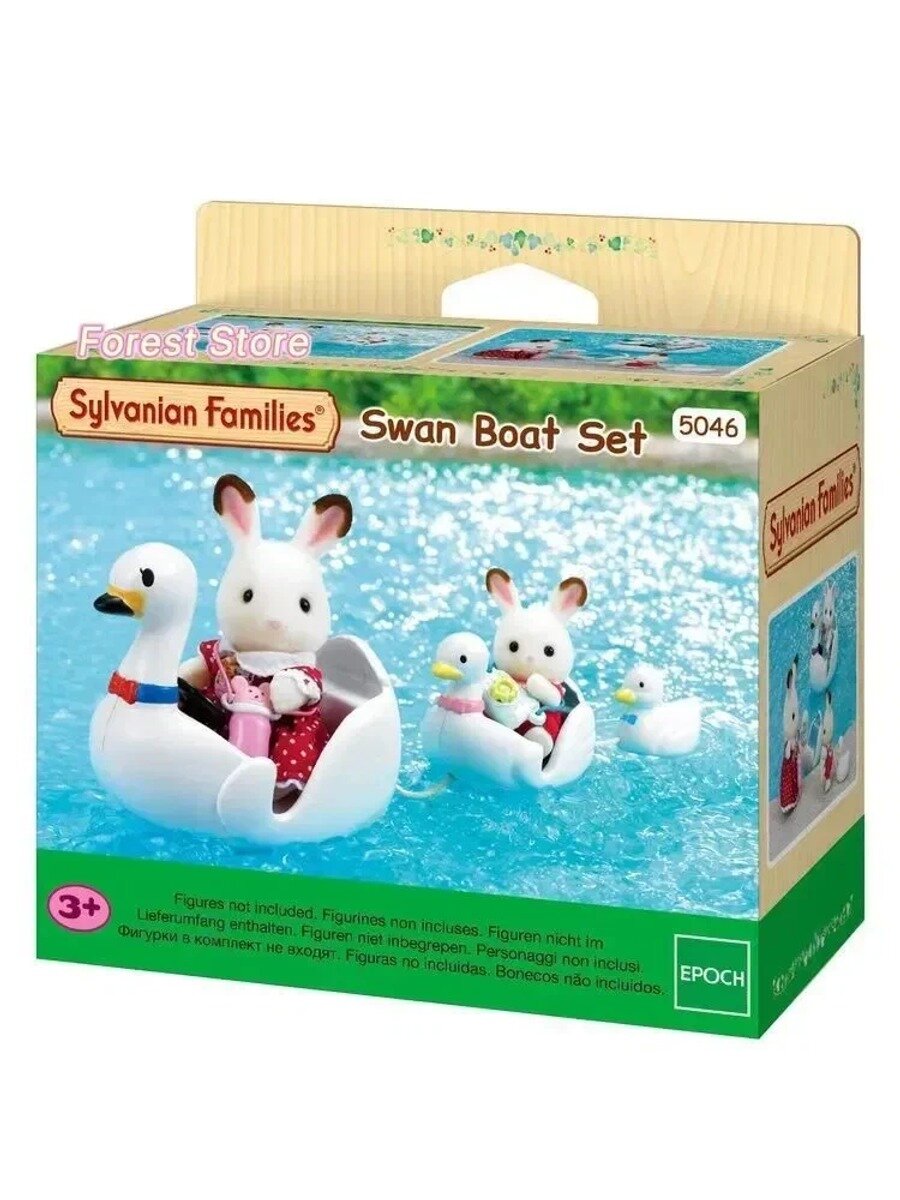 Sylvanian Families Набор Лебединая лодка 5046, Цвет белый, черный, светло-синий