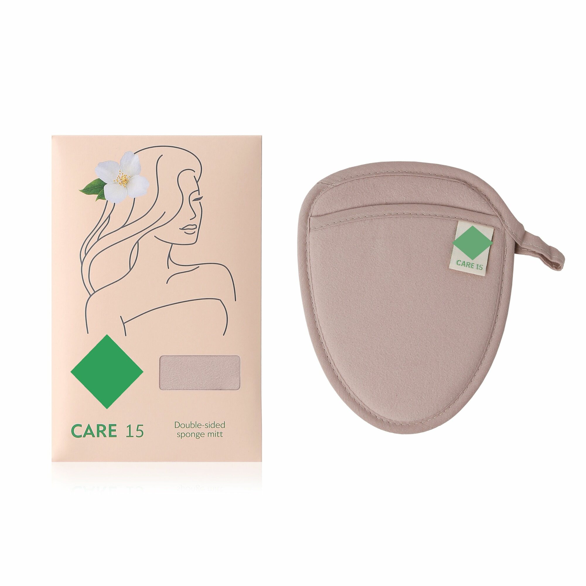 Варежка-спонж двусторонняя Green CARE 15