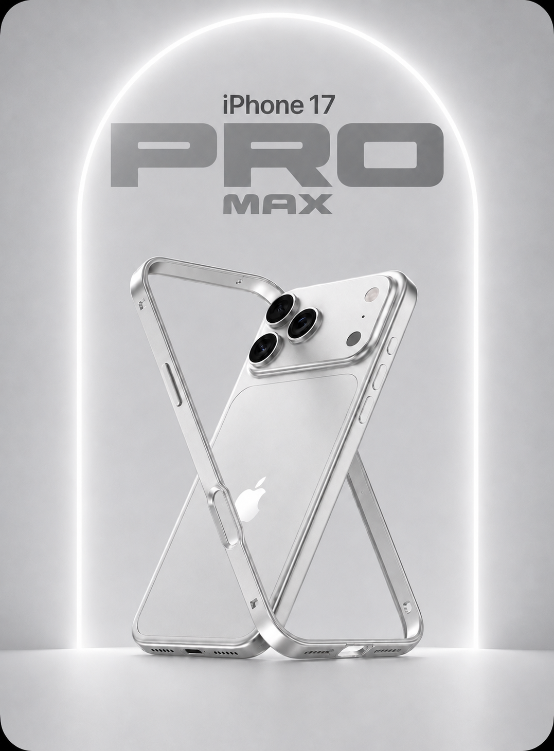 Металлический матовый Бампер на IPhone 17 Pro Max Silver, белый