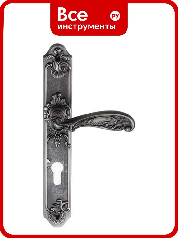 Дверная ручка на длинной накладке GENESIS FLOR BL. SILVER CL 940000000406